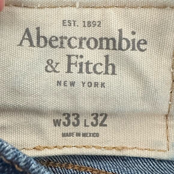 Abercrombie & Fitch Jeans Mens 33 x 32 Straight Leg Denim Mid-Rise Blue Stretch - Picture 5 of 7
